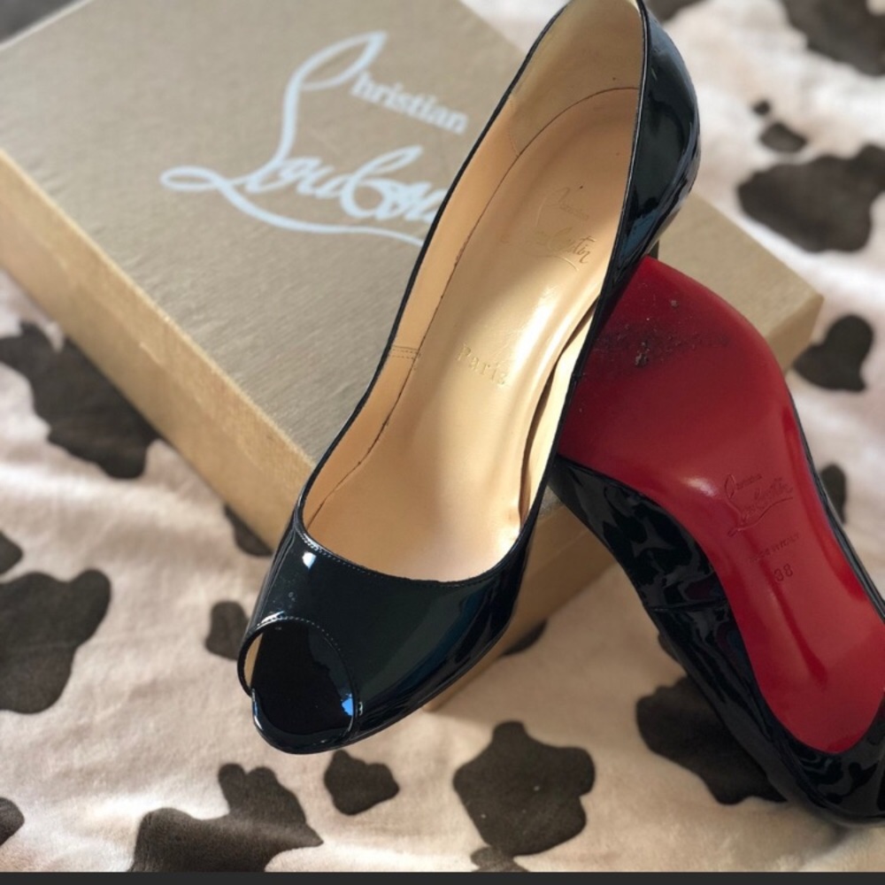 Authentic Christian Louboutin Patent Peep Toe Heel